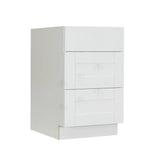 LIFEART CABINETRY Anchester Assembled 12x34.5x24 in. Base Cabinet with 3 Drawers in Classic White