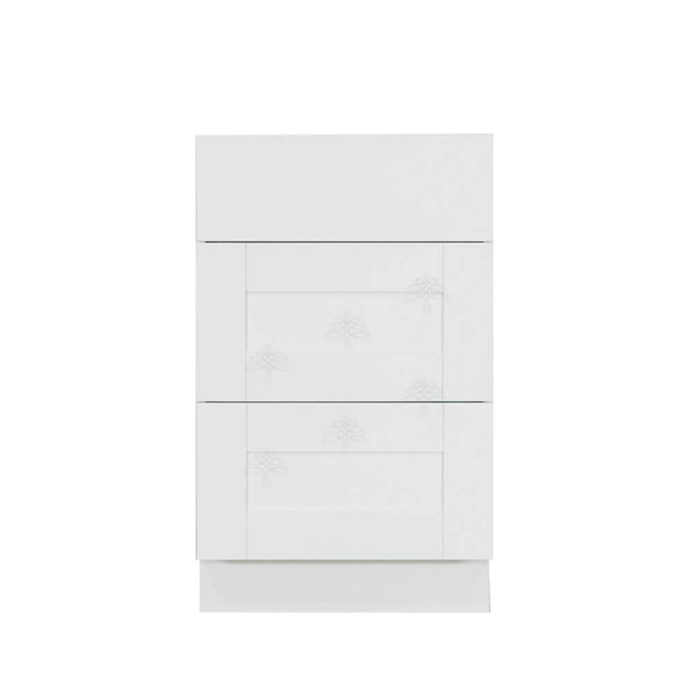 LIFEART CABINETRY Anchester Assembled 18x34.5x24 in. Base Cabinet with 3 Drawers in Classic White