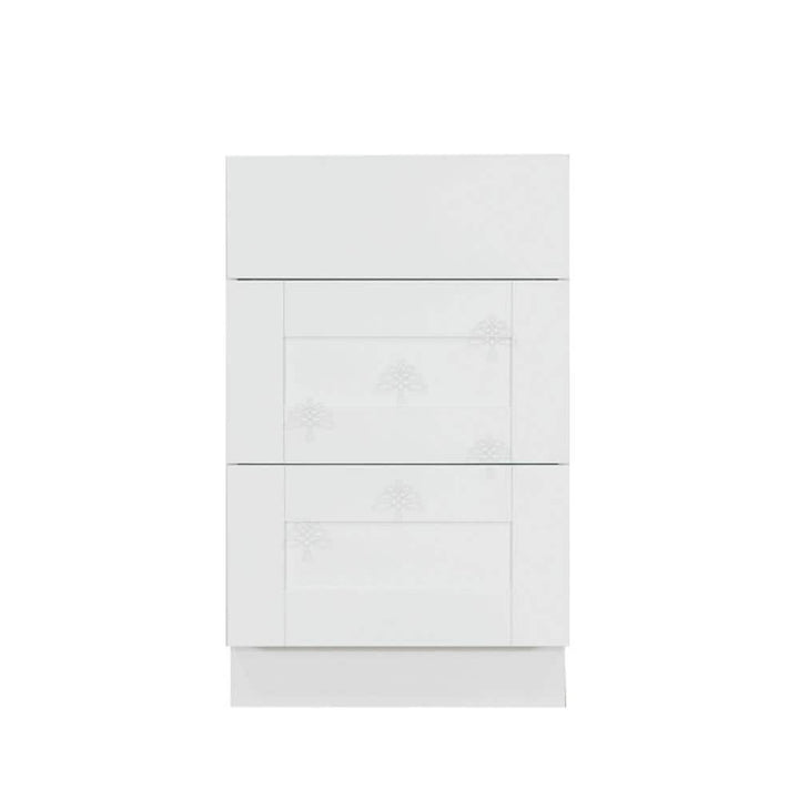 LIFEART CABINETRY Anchester Assembled 18x34.5x24 in. Base Cabinet with 3 Drawers in Classic White
