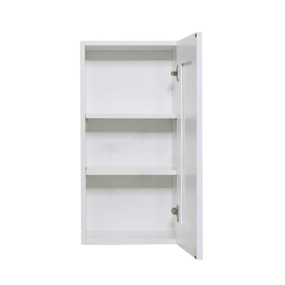 LIFEART CABINETRY Anchester Assembled 12x36x12 in. 1 Door Wall Cabinet with 2 Shelves in Classic White