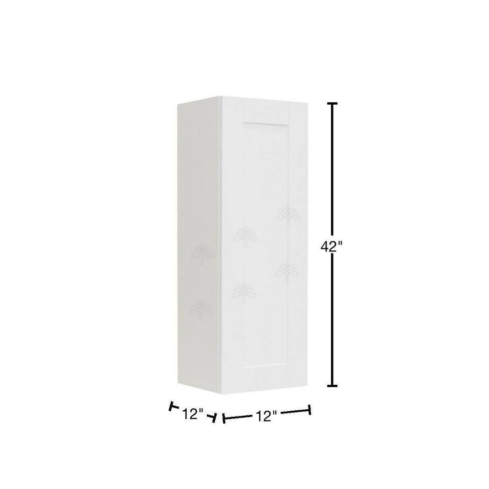 LIFEART CABINETRY Anchester Assembled 12x42x12 in. 1 Door Wall Cabinet with 3 Shelves in Classic White