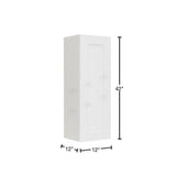 LIFEART CABINETRY Anchester Assembled 12x42x12 in. 1 Door Wall Cabinet with 3 Shelves in Classic White