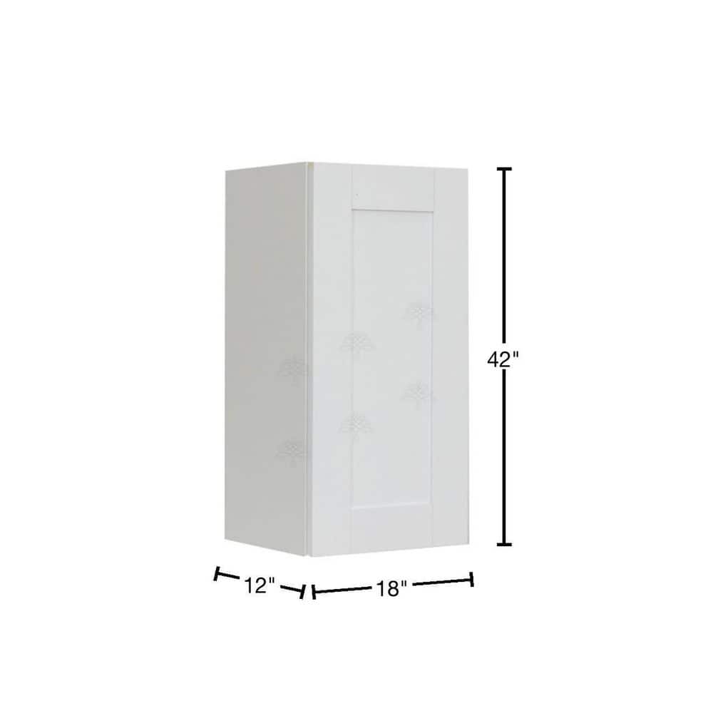 LIFEART CABINETRY Anchester Assembled 18x42x12 in. 1 Door Wall Cabinet with 3 Shelves in Classic White