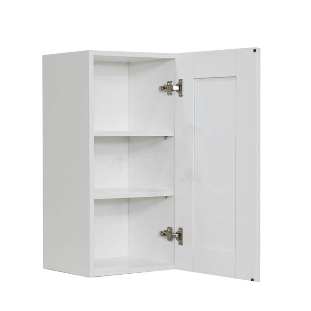 LIFEART CABINETRY Anchester Assembled 18x42x12 in. 1 Door Wall Cabinet with 3 Shelves in Classic White