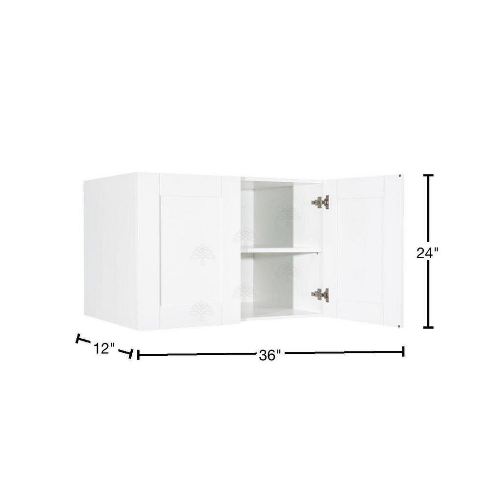 LIFEART CABINETRY Anchester Assembled 36 in. x 24 in. x 12 in. Wall Cabinet with 2-Doors 1-Shelf in White