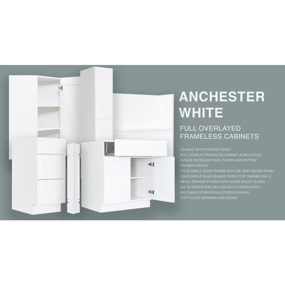 LIFEART CABINETRY Anchester White Plywood Shaker Stock Assembled Wall Corner Kitchen Cabinet (24 in. W x 36 in. H x 15 in. D)