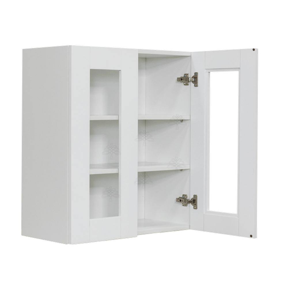 LIFEART CABINETRY Anchester Assembled 24 in. x 36 in. x 12 in. Wall Mullion Door Cabinet with 2-Doors 2-Shelves in White