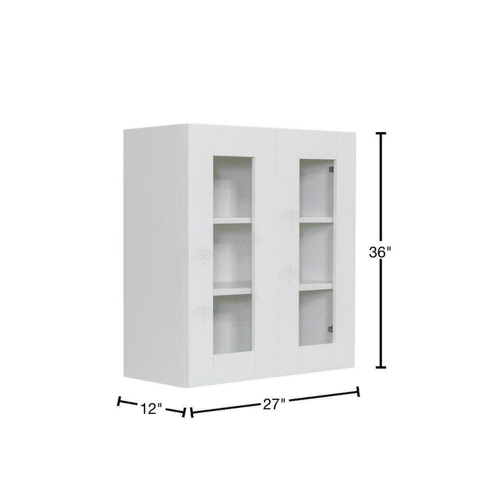 LIFEART CABINETRY Anchester Assembled 27 in. x 36 in. x 12 in. Wall Mullion Door Cabinet with 2-Doors 2-Shelves in White