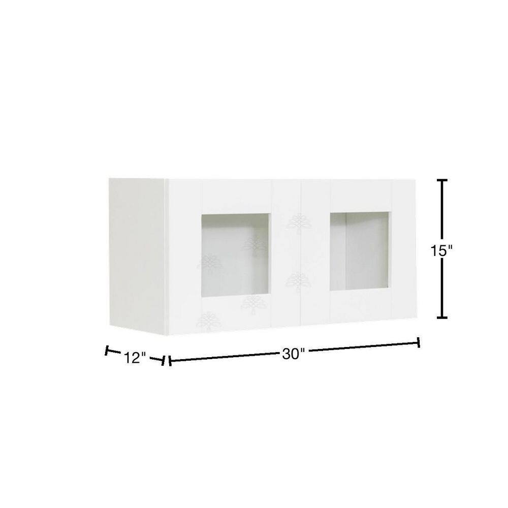 LIFEART CABINETRY Anchester Assembled 30 in. x 15 in. x 12 in. Wall Mullion Door Cabinet with 2-Doors in White