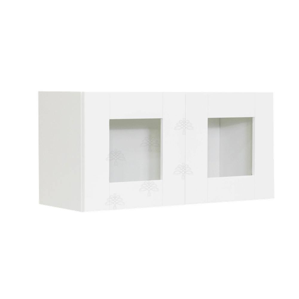 LIFEART CABINETRY Anchester Assembled 30 in. x 15 in. x 12 in. Wall Mullion Door Cabinet with 2-Doors in White