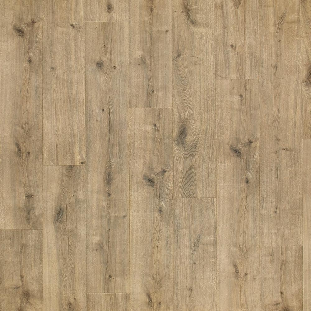 Pergo Defense+ Anderson Oak 14 mm T x 7.4 in. W Waterproof Laminate Wood Flooring (17.18 sqft/case)