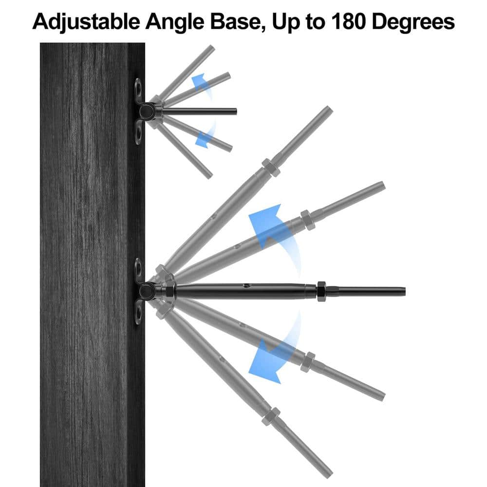 Angel Sar 1/8 in. Black Cable Railing Hardware, T316 Stainless Steel Adjustable Angle 1/8 in. Black Cable Railing Kit (10-Pack)