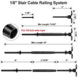 Angel Sar 1/8 in. Black Cable Railing Hardware, T316 Stainless Steel Adjustable Angle 1/8 in. Black Cable Railing Kit (10-Pack)