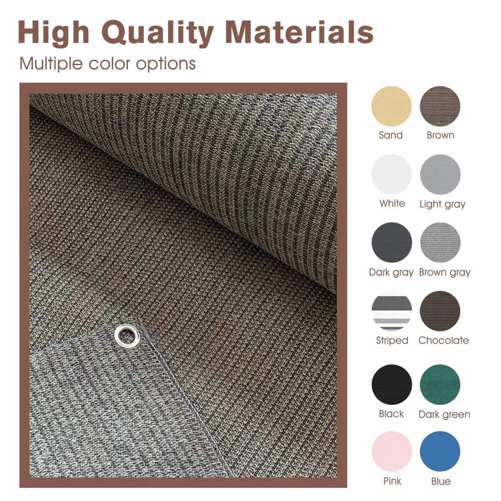 Angel Sar 3'x10' Brown-Grey Polyethylene Balcony Privacy Screen Fence, Chain Link Fabric Roll UV Protection Shield for Balcony