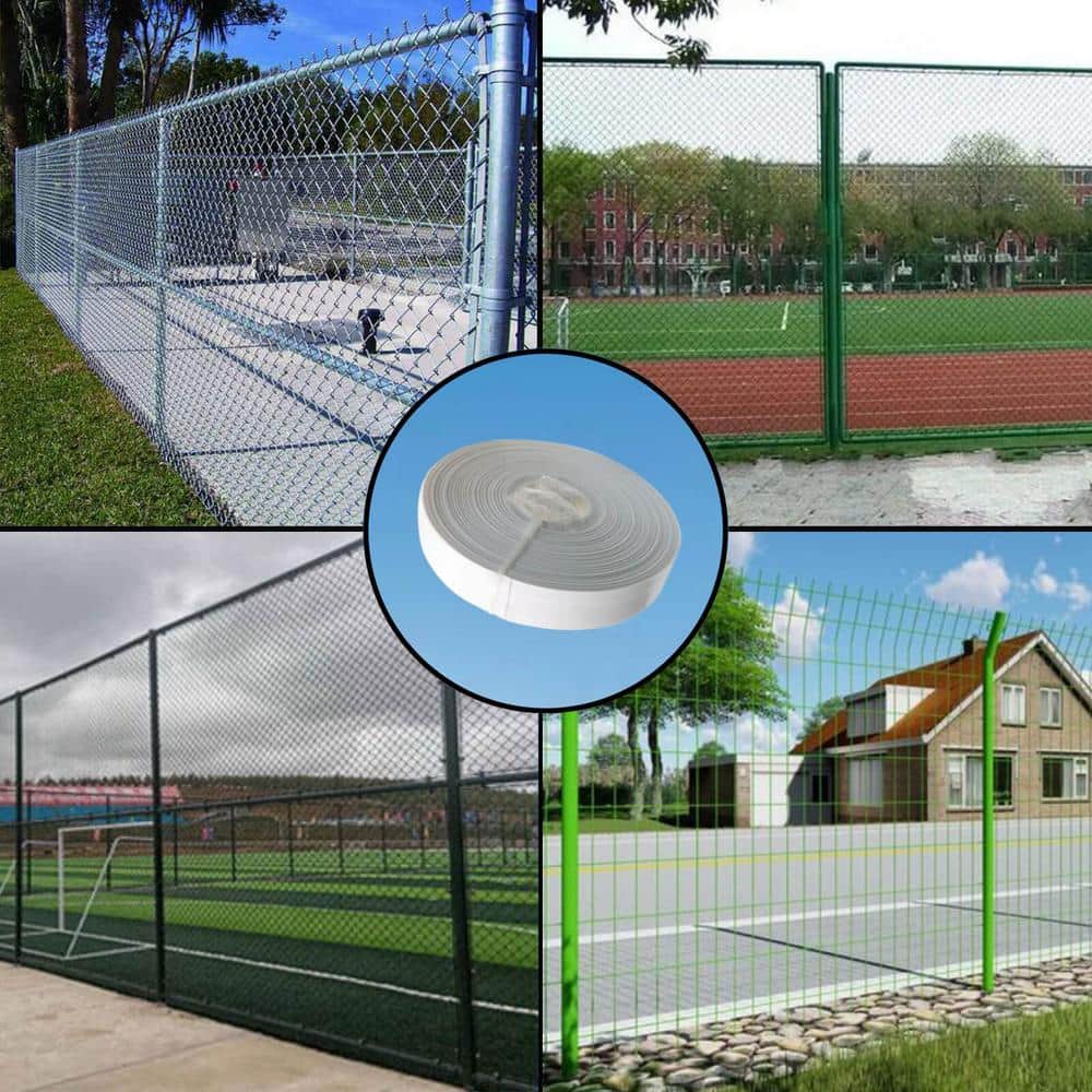 Angel Sar White 246 ft. x 0.15 ft. Polyvinyl Chloride PVC Chain Link Fence Slat, Privacy Tape (200-Piece Button Puncher Included)