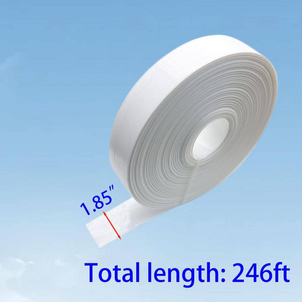 Angel Sar White 246 ft. x 0.15 ft. Polyvinyl Chloride PVC Chain Link Fence Slat, Privacy Tape (200-Piece Button Puncher Included)