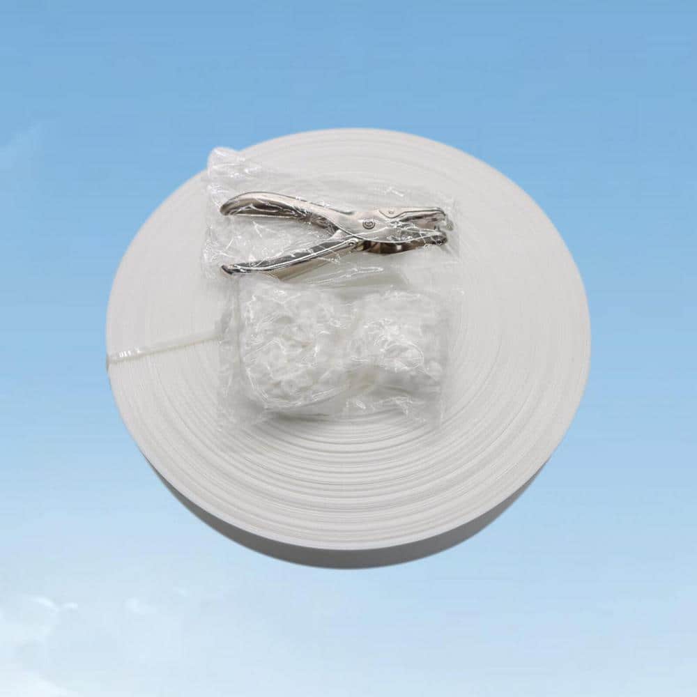 Angel Sar White 246 ft. x 0.15 ft. Polyvinyl Chloride PVC Chain Link Fence Slat, Privacy Tape (200-Piece Button Puncher Included)