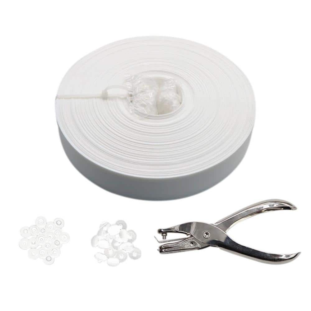 Angel Sar White 246 ft. x 0.15 ft. Polyvinyl Chloride PVC Chain Link Fence Slat, Privacy Tape (200-Piece Button Puncher Included)