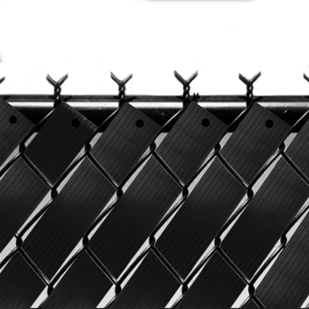 Angel Sar Black 246 ft. x 0.15 ft. Polyvinyl Chloride PVC Chain Link Fence Slat, Privacy Tape (200-Piece Button Puncher Included)