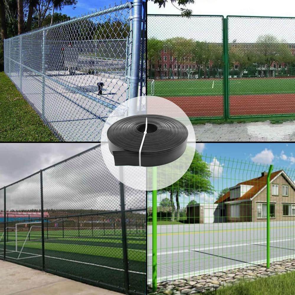 Angel Sar Black 246 ft. x 0.15 ft. Polyvinyl Chloride PVC Chain Link Fence Slat, Privacy Tape (200-Piece Button Puncher Included)