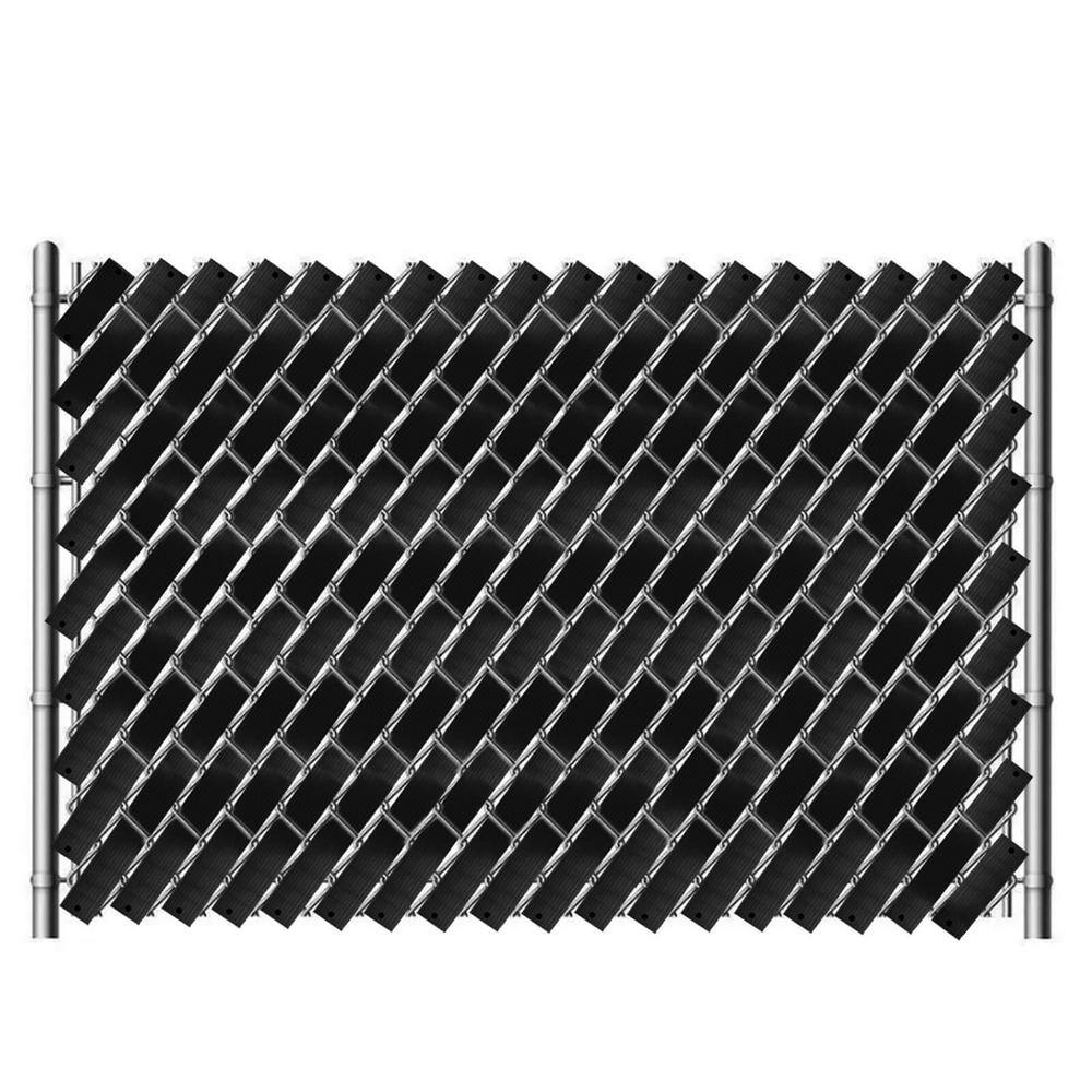 Angel Sar Black 246 ft. x 0.15 ft. Polyvinyl Chloride PVC Chain Link Fence Slat, Privacy Tape (200-Piece Button Puncher Included)