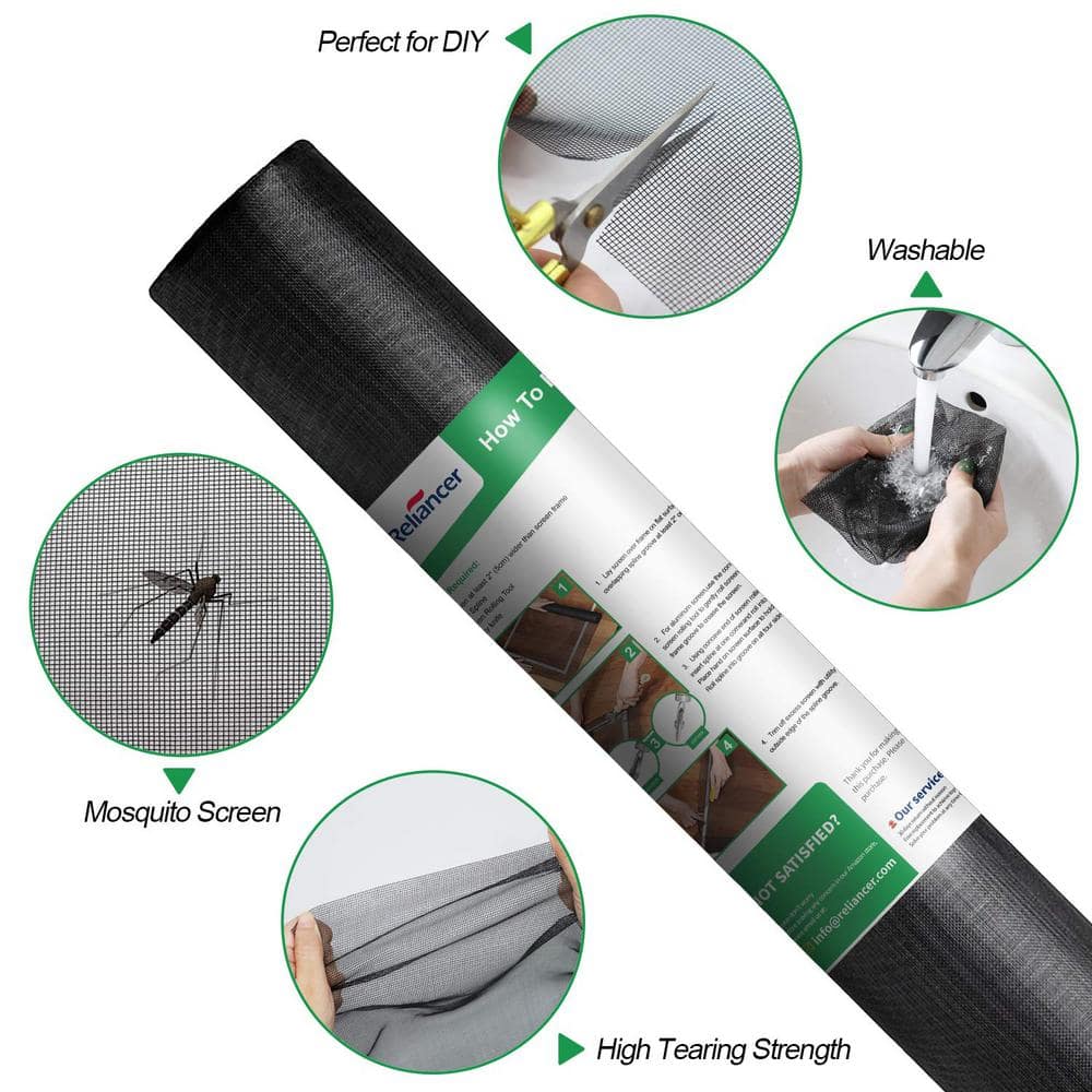 Angel Sar 60 in. x 100 ft. Fiberglass Window Screen Roll, DIY Custom Replacement Mesh Screens for Poultry Kitchens Tree Houses