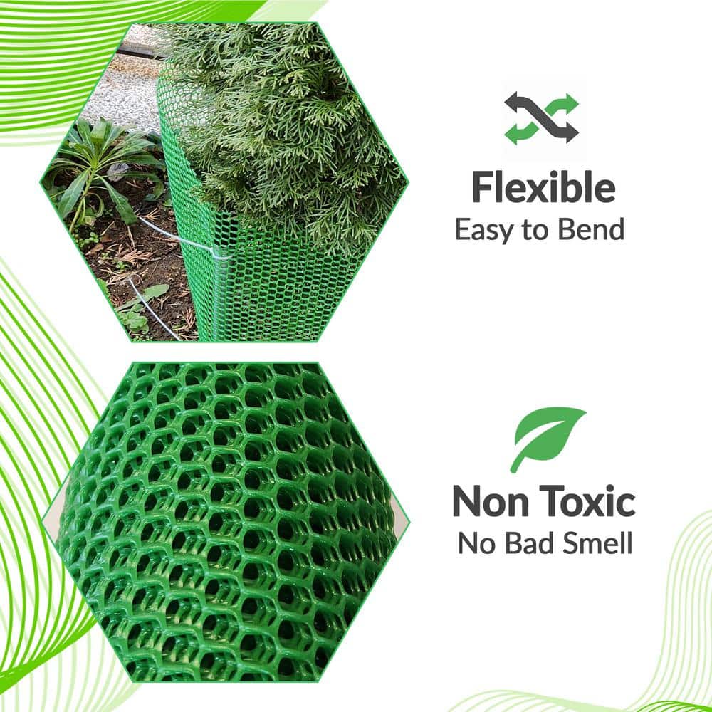 Angel Sar 15.7 in. x 10 ft. Plastic Chicken Wire Fence Mesh, Hexagonal Fencing Poultry Netting for Coop Farm Garden Green