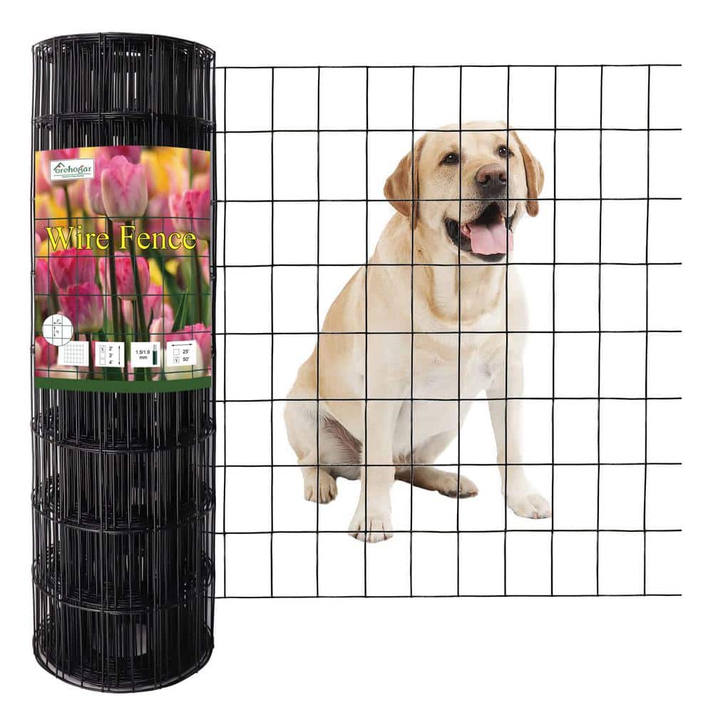 Angel Sar 24 in. x 50 ft. 16-Gauge Black PVC Poultry Netting, Coated Welded Wire Fence for Yard Vegetable Plant Protection