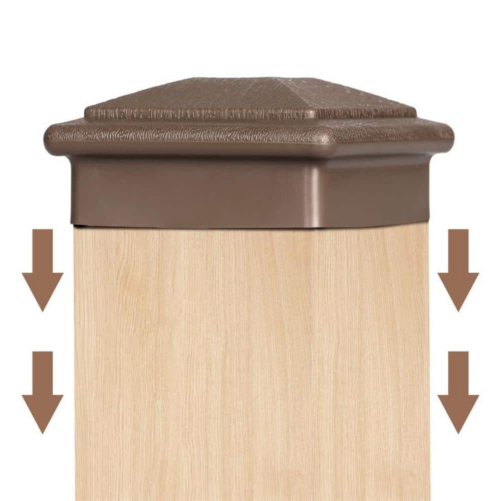 Angel Sar 3.5 in. x 3.5 in. Brown Wood Fence Post Caps, Keep Post from Cracking and Rotting (4-Pack)