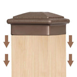 Angel Sar 3.5 in. x 3.5 in. Brown Wood Fence Post Caps, Keep Post from Cracking and Rotting (4-Pack)
