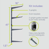 Angel Sar Heavy Duty 4-Tier Lumber Storage Rack with Fully Adjustable Arms, Holds Up to 640 lbs.
