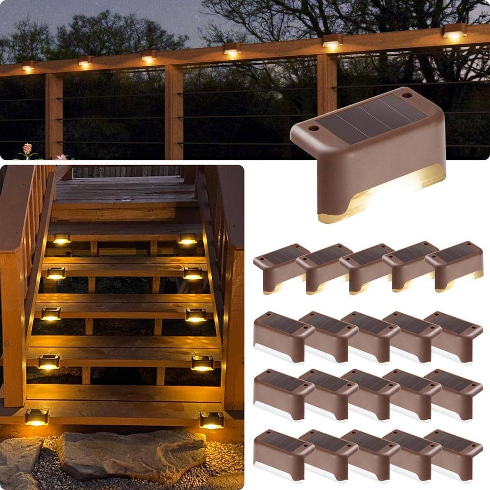 Angel Sar Waterproof LED Solar Deck Lights for Outdoor Stairs, Step, Fence, Railing, Yard and Patio, Warm White (20-Pack)