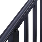 Angel Sar 66 in. H x 47 in. W Black Wrought Iron Handrails, Outdoor Stair Railing Kit for 3 Steps or 4 Steps
