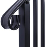 Angel Sar 66 in. H x 47 in. W Black Wrought Iron Handrails, Outdoor Stair Railing Kit for 3 Steps or 4 Steps