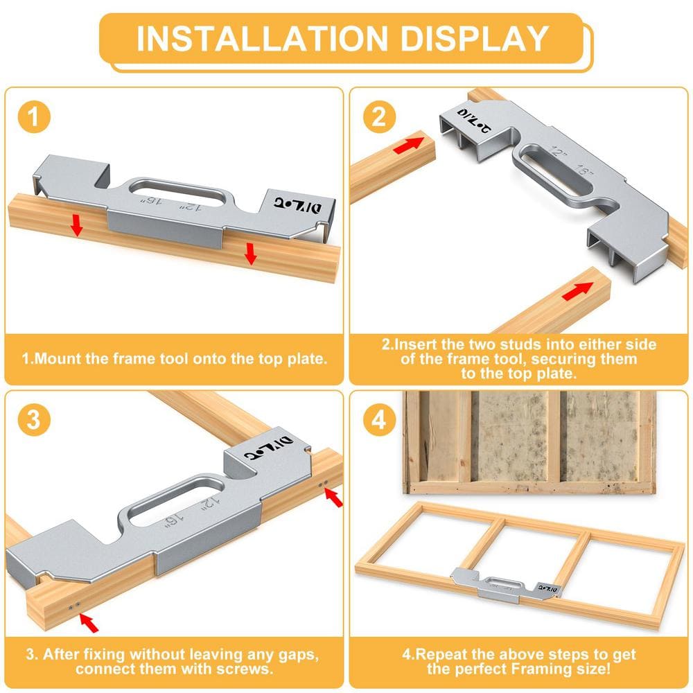 Angel Sar 3-in-1 Precision Aluminum Framing Tools, Stud Master 16 Framing Spacing Tool for 12/14/16 DIY Carpenter