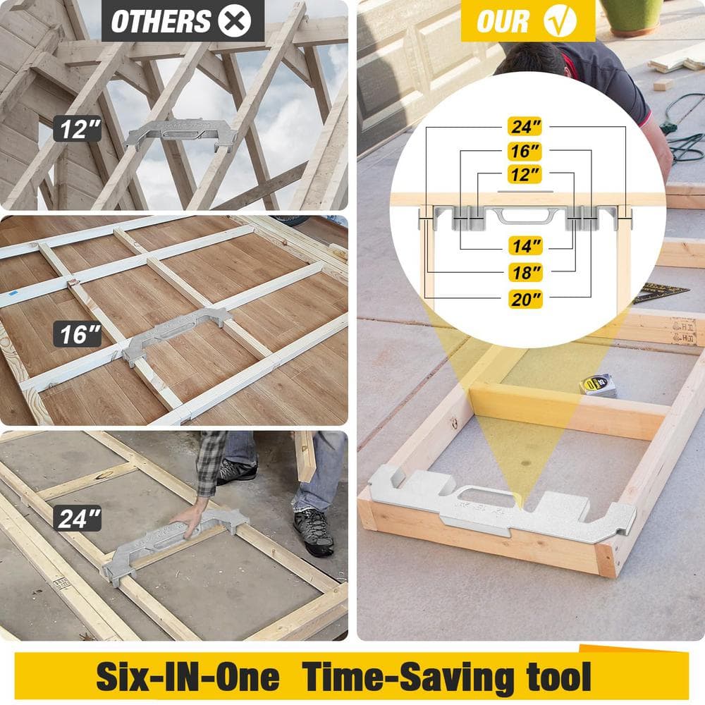 Angel Sar 6-in-1 Framing Tools, Aluminum Framing Stud Layout Tool for 12/14/16/18/20/24