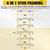 Angel Sar 6-in-1 Framing Tools, Aluminum Framing Stud Layout Tool for 12/14/16/18/20/24