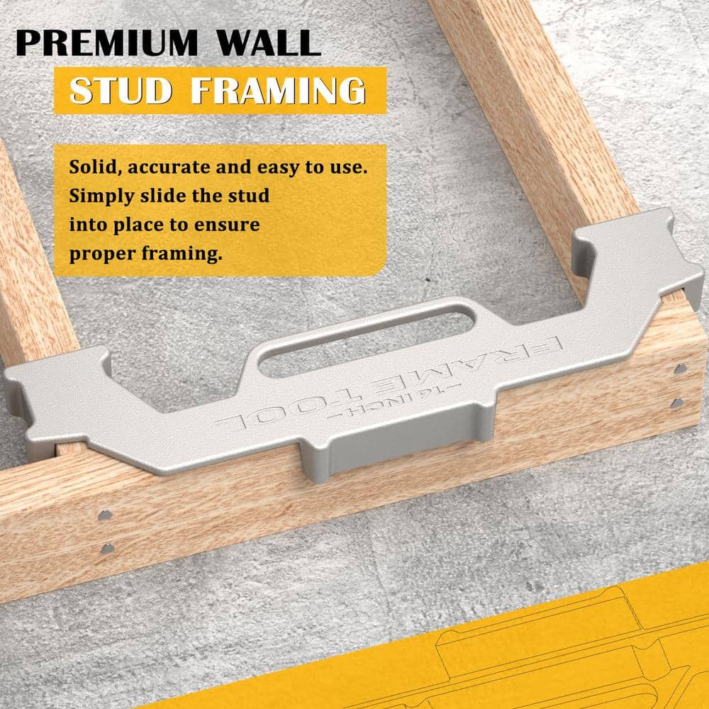 Angel Sar 16 in. On-Center Stud Layout Tool, 100% Cast Aluminum Framing Spacing Tool for Framing Wall