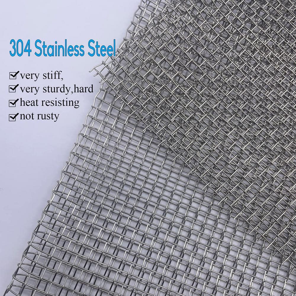 Angel Sar 2 Packs 12 in. x 24 in. 5 Mesh Completely Welded Wire Mesh 304 Stainless for DIY Burn Barrel BBQ Vent Filter