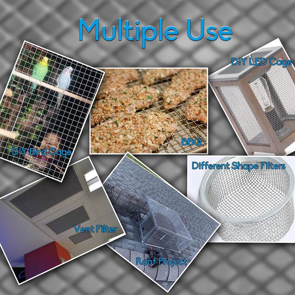 Angel Sar 2 Packs 12 in. x 24 in. 5 Mesh Completely Welded Wire Mesh 304 Stainless for DIY Burn Barrel BBQ Vent Filter