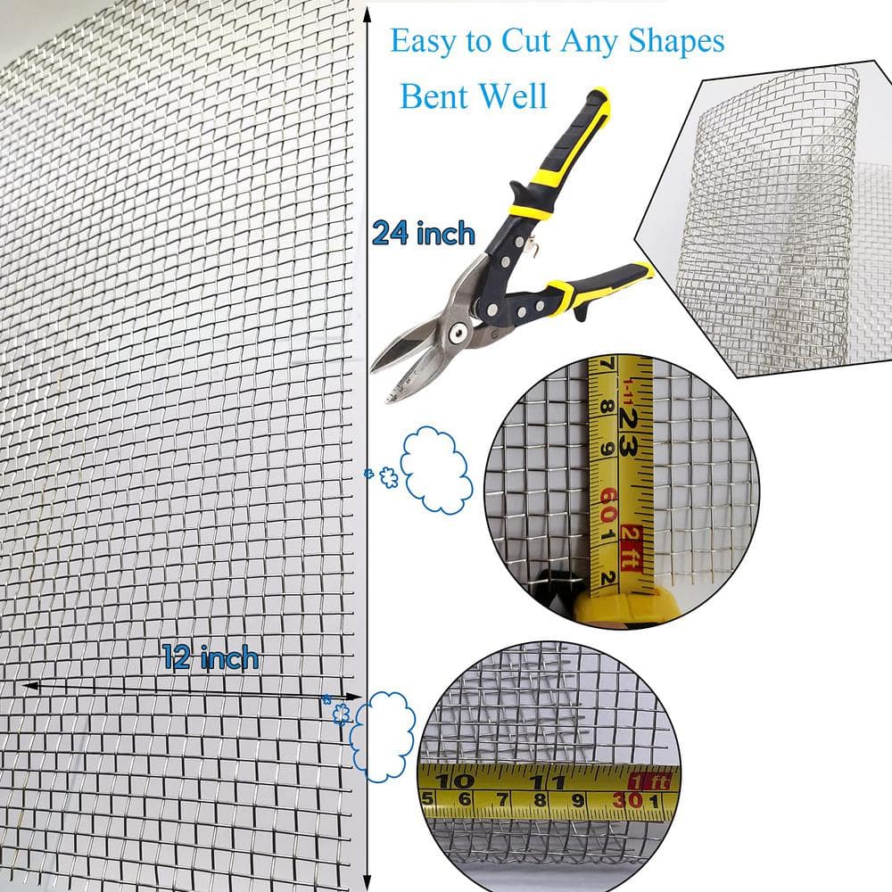 Angel Sar 2 Packs 12 in. x 24 in. 5 Mesh Completely Welded Wire Mesh 304 Stainless for DIY Burn Barrel BBQ Vent Filter