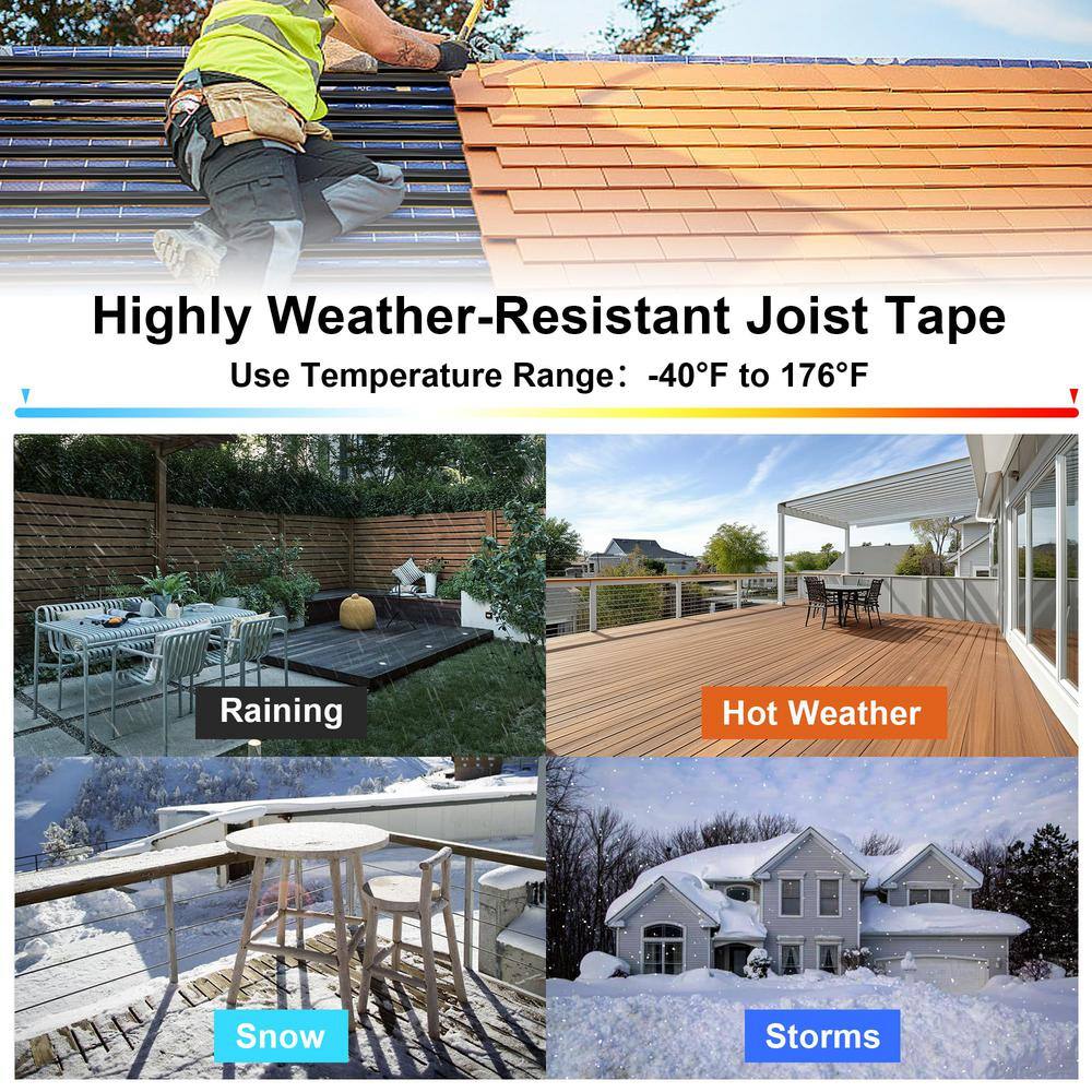 Angel Sar 6 in. x 50 ft. Flashing Deck Joist Butyl Tape, 4-Pack 2'' x 50' Joist Tape for Decking with Anti-Corrosion