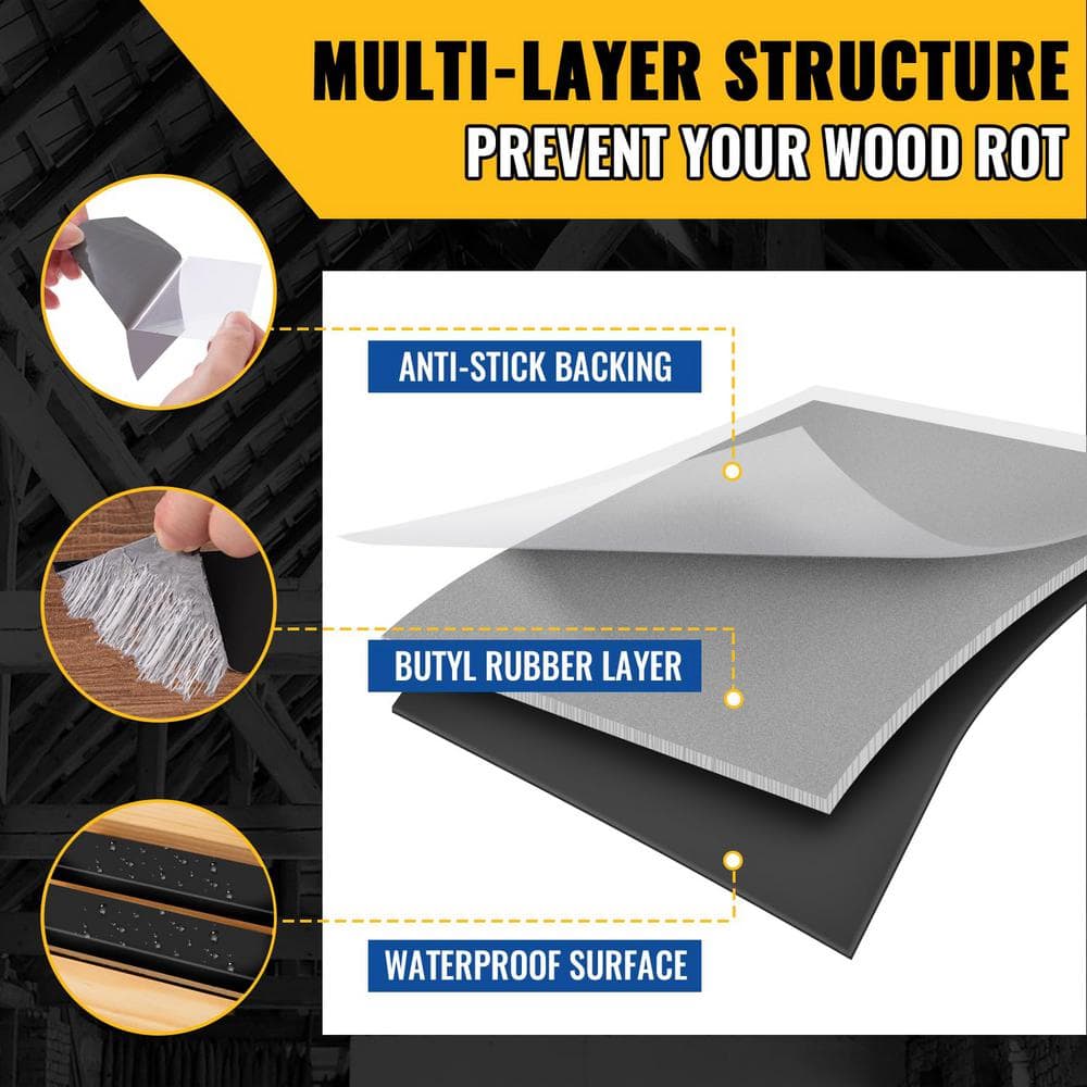 Angel Sar 2 in. x 50 ft. Deck Joist Butyl Tape, Weather-Resistant Deck Flashing for Wood Decks Beams Roof (2-Pack)