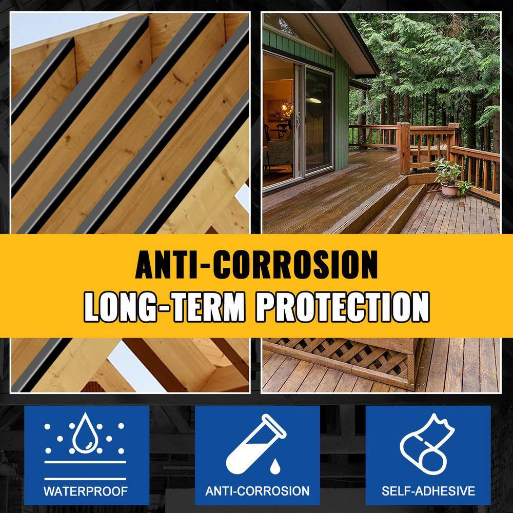 Angel Sar 1-5/8 in. x 50 ft. Deck Joist Butyl Tape, Weather-Resistant Deck Flashing for Wood Decks Beams Roof (10-Pack)