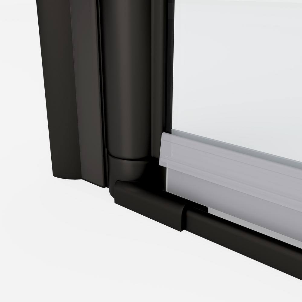 ANGELES HOME 30-31 3/8 in. W x 72 in. H Bi-Fold Semi-Frameless Shower Door in Matte Black Finish with 1/4 in. Tempered Clear Glass