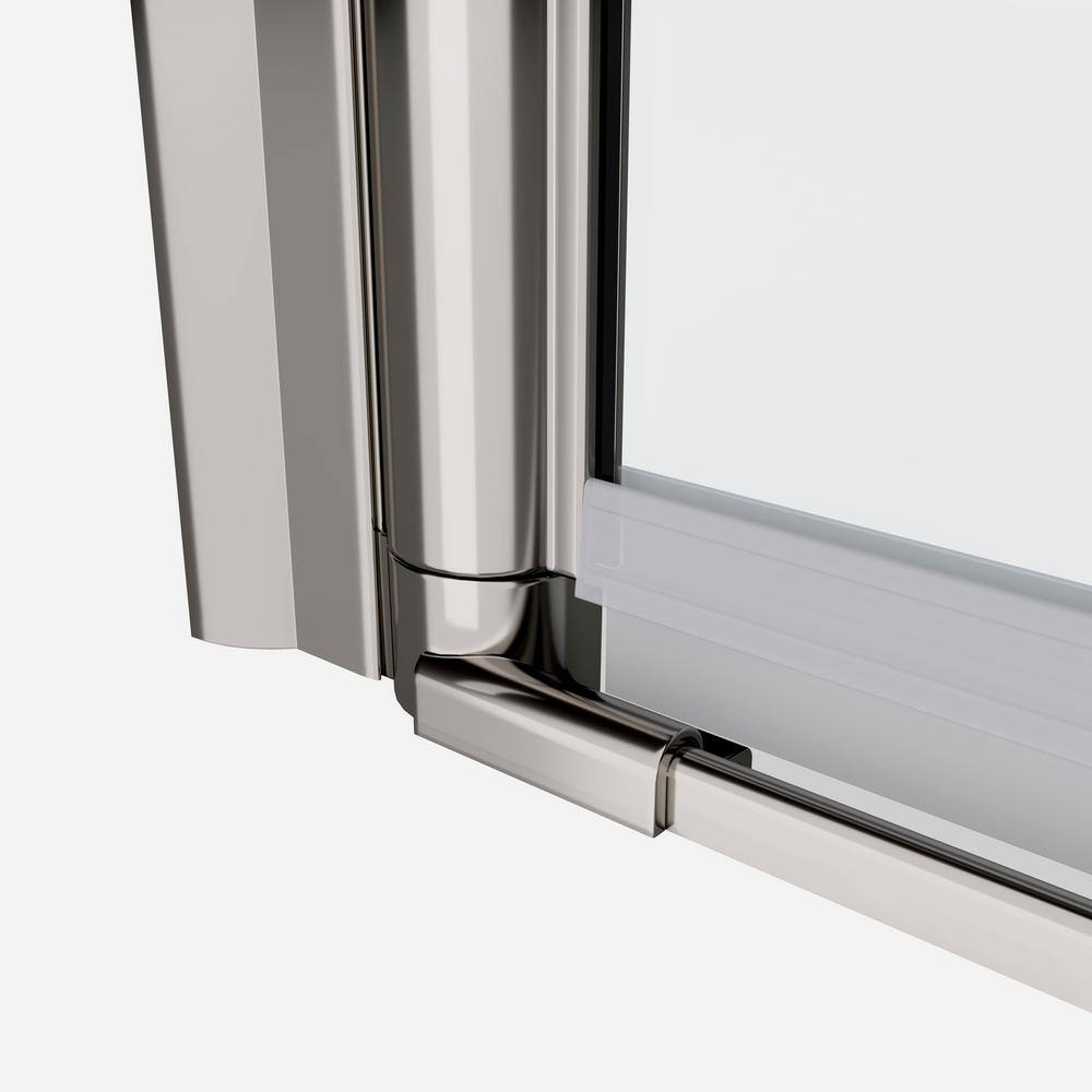 ANGELES HOME 36-37 3/8 in. W x 72 in. H Bi-Fold Semi-Frameless Shower Door in Chrome Finish with 1/4 in. Tempered Clear Glass