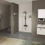 ANGELES HOME 60 in. W x 76 in. H Sliding Frameless Shower Door in Chrome Finish with Clear Glass 3/8 in. (10mm) Tempered and Buffer
