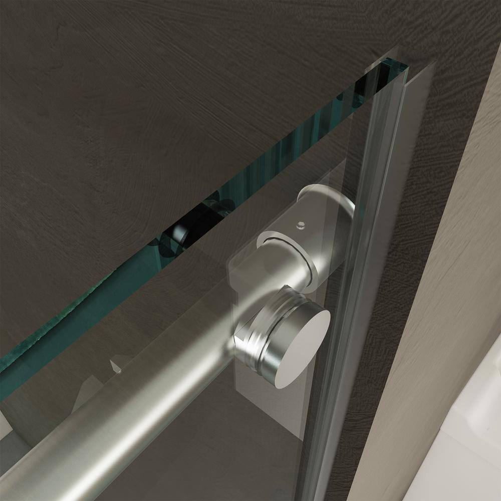 ANGELES HOME 60 in. W x 76 in. H Sliding Frameless Shower Door in Chrome Finish with Clear Glass 3/8 in. (10mm) Tempered and Buffer