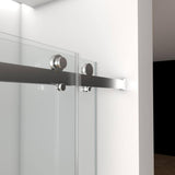 ANGELES HOME 56-60 in. W x 76 in. H Double Sliding Frameless Shower Door in Brushed Nickel Finish with Clear Glass and Buffer