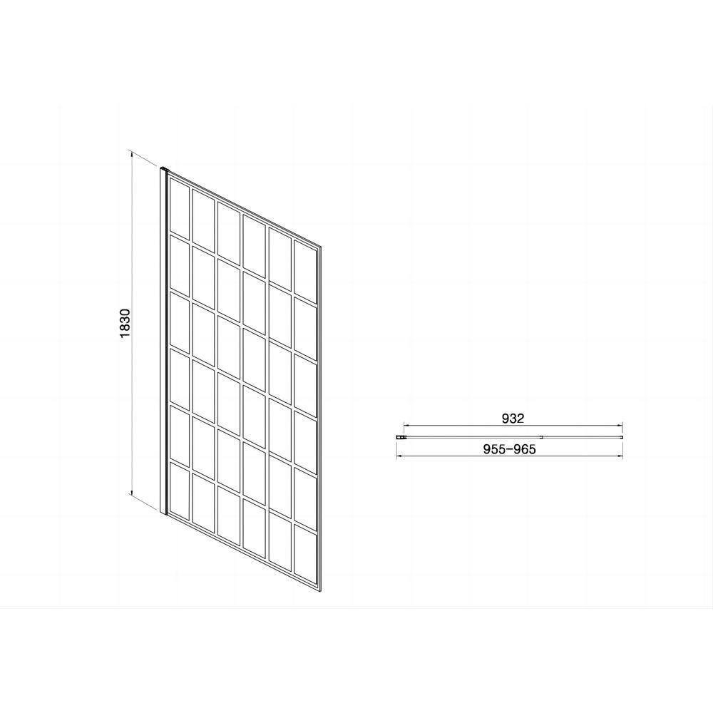 ANGELES HOME 38 in. W x 72 in. H Frameless Fixed Single Panel Shower Door in Matte Black Finish with 5/16 in. (8mm) Clear Glass